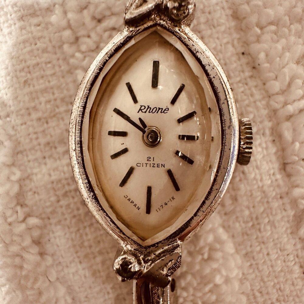 Vintage Rhone Citizen 21 Jewels Women’s Watch 15 Mm Silver Tone Case Works!